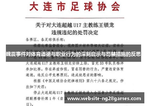 魏震事件对体育道德与职业行为的深刻启示与罚禁措施的反思 魏震事件对体育道德与职业行为的深刻启示与罚禁措施的反思